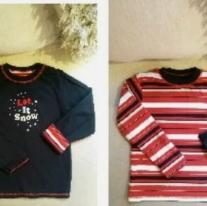Janie and Jack Snowman Lane Let it Snow Reversible Black & Red Striped Shirt 6